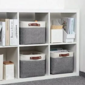 CAJA ORGANIZADORA DECOTEAM 38X28X24 BLANCO/GRIS