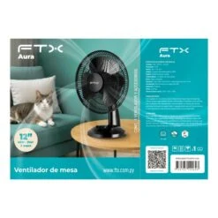 VENTILADOR DE MESA FTX 3 VEL AURA 45W 220V NEGRO